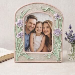 Lavender Floral Ceramic Picture Frame 5x7 Galleria Cottage Decor